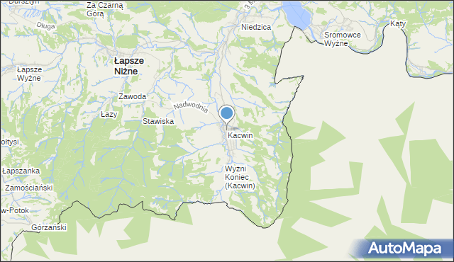 mapa Kacwin, Kacwin na mapie Targeo